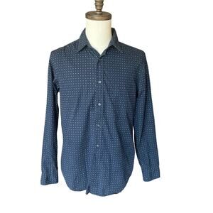 Banana Republic Navy Moon Print Button Down Shirt Men's Size M Camden Fit Retro